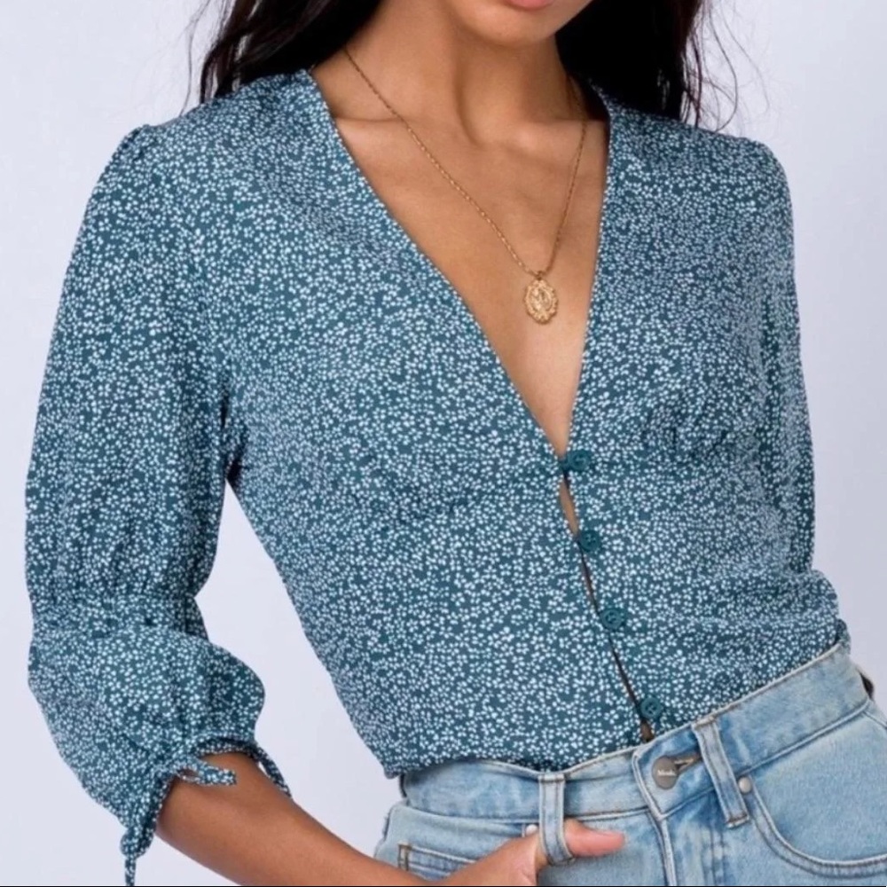 Princess Polly Mersea Blue & White Floral Top